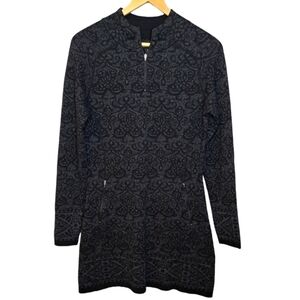 Cynthia Rowley • Tonal Patterned Knit Mini Dress • 1/4 Zip • Pockets • Med • EUC